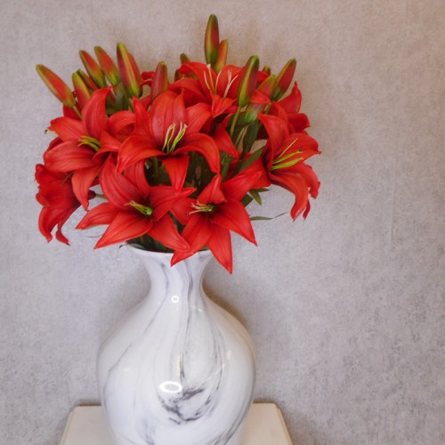 Real Touch Artificial Lily Red 65cm | Artificial Flowers